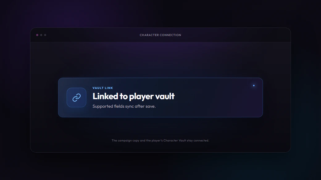 Linked to player vault status banner in a framed Multiloop product visual.